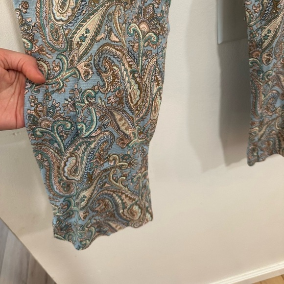 Talbots Paisley Chatham Straight Leg Pants Women’s 8P Blue Brown Funky Retro 70s - Picture 4 of 9